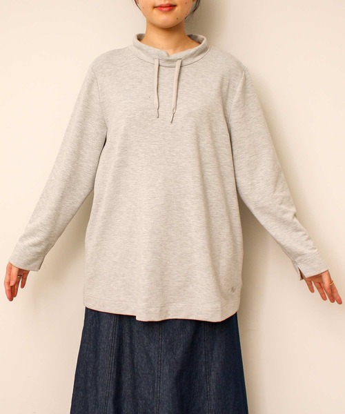 MB mint breeze(エムビーミントブリーズ)の「【L~5L 大きいサイズ】ミニ 裏毛 スタンドカラー カットソー(Tシャツ/カットソー・レディース・ライトグレー/ネイビー/オフホワイト・5L/LL/4L/3L/L)」の15枚目の写真