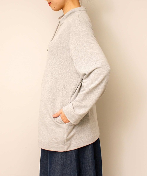 MB mint breeze(エムビーミントブリーズ)の「【L~5L 大きいサイズ】ミニ 裏毛 スタンドカラー カットソー(Tシャツ/カットソー・レディース・ライトグレー/ネイビー/オフホワイト・5L/LL/4L/3L/L)」の17枚目の写真