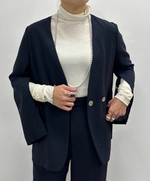 SHENERY | リネンライク袖スリットジャケット(ノーカラージャケット)