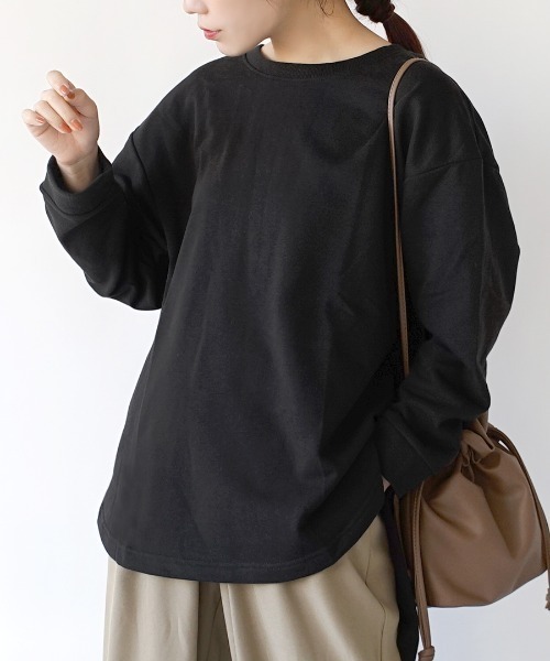 e-zakkamania stores（イーザッカマニアストアーズ）の「裏毛 バックヘンリーネック プルオーバー（Tシャツ/カットソー・レディース・ブラック/グレイッシュブルー/アイボリー・M）」の2枚目の写真
