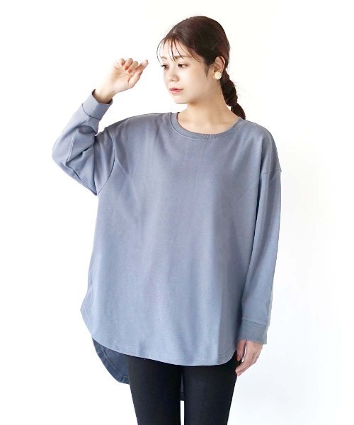 e-zakkamania stores（イーザッカマニアストアーズ）の「裏毛 バックヘンリーネック プルオーバー（Tシャツ/カットソー・レディース・ブラック/グレイッシュブルー/アイボリー・M）」の13枚目の写真