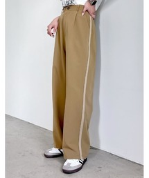 [低身長/高身長/大きいサイズ有][2024SS COLLECTION]ライトツイルサイドラインor無地タックワイドパンツ