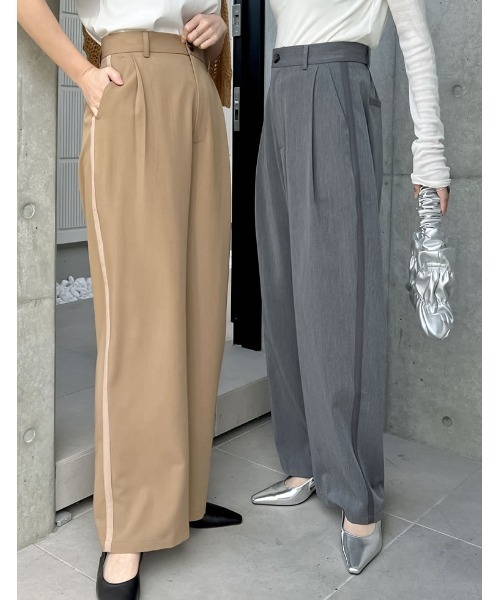 Re:EDIT（リエディ）の「[低身長/高身長/大きいサイズ有][2024SS COLLECTION]ライトツイルサイドラインor無地タックワイドパンツ（その他パンツ・レディース・グレー系その他2/アイボリー/グレー系その他/ブラック系その他/ベージュ系その他/ブラック/ブラウン系その他・TALL/X-LARGE/SMALL/MEDIUM/LARGE/SHORT）」の19枚目の写真