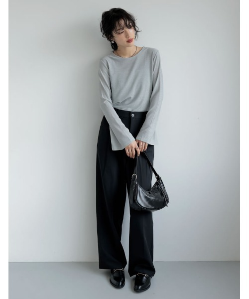 Re:EDIT（リエディ）の「[低身長/高身長/大きいサイズ有][2024SS COLLECTION]ライトツイルサイドラインor無地タックワイドパンツ（その他パンツ・レディース・グレー系その他2/アイボリー/グレー系その他/ブラック系その他/ベージュ系その他/ブラック/ブラウン系その他・TALL/X-LARGE/SMALL/MEDIUM/LARGE/SHORT）」の11枚目の写真