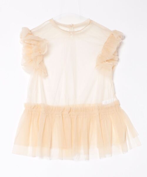 SETUP7（セットアップセブン）の「【SETUP7】ソフトチュールフリルノースリーブブラウス trc（シャツ/ブラウス・レディース・ブラック/クリーム・FREE）」の2枚目の写真