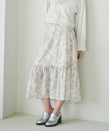 花柄メッシュスカート