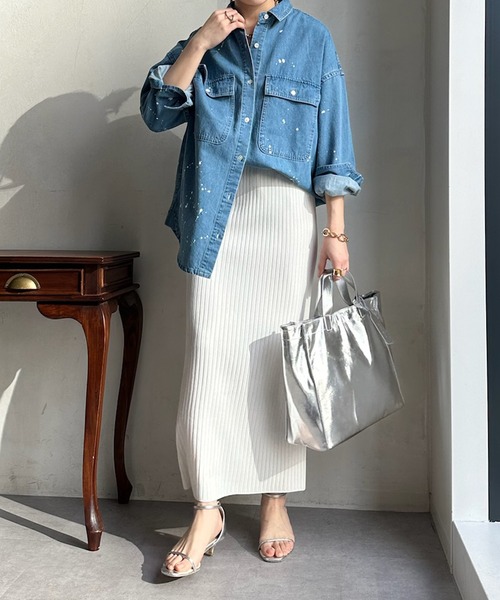 DouDou(ドゥドゥ)の「リブニットタイトスカート(スカート・レディース・アイボリー/ブラック/グレイッシュベージュ/ピンク/ピンク系その他/ブラウン/ライトグレー・FREE)」の12枚目の写真