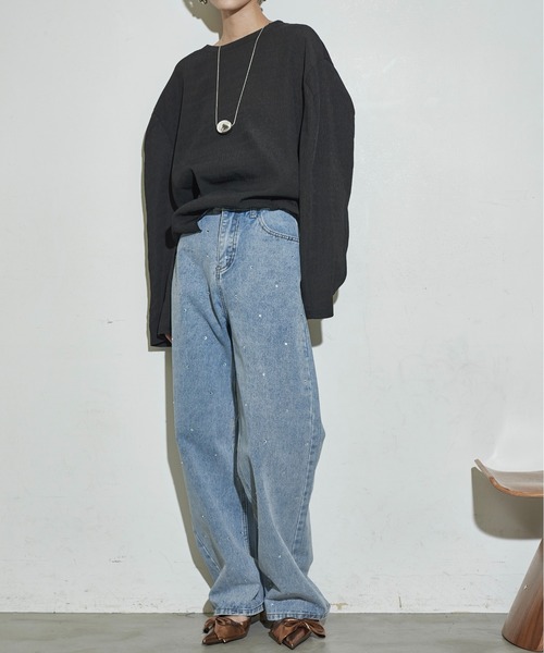 パンツ yon THE YOn（ザヨン）の「ラインストーンデニムパンツ（デニム