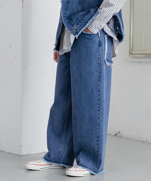 SENSE OF PLACE by URBAN RESEARCH（センスオブプレイスバイアーバンリサーチ）の「デニムフリンジワイドパンツ（デニムパンツ・メンズ・ライトインディゴブルー/ブラック・LARGE/MEDIUM）」の21枚目の写真