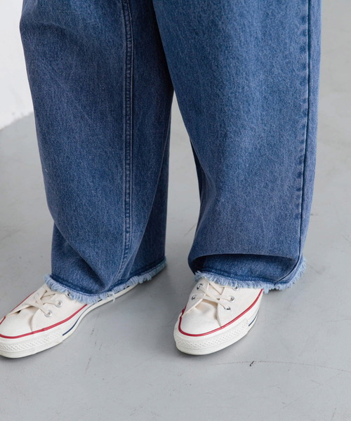 SENSE OF PLACE by URBAN RESEARCH（センスオブプレイスバイアーバンリサーチ）の「デニムフリンジワイドパンツ（デニムパンツ・メンズ・ライトインディゴブルー/ブラック・LARGE/MEDIUM）」の9枚目の写真