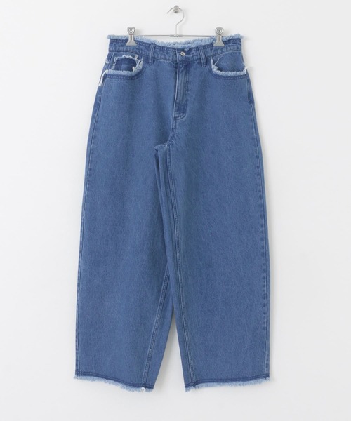 SENSE OF PLACE by URBAN RESEARCH（センスオブプレイスバイアーバンリサーチ）の「デニムフリンジワイドパンツ（デニムパンツ・メンズ・ライトインディゴブルー/ブラック・LARGE/MEDIUM）」の11枚目の写真
