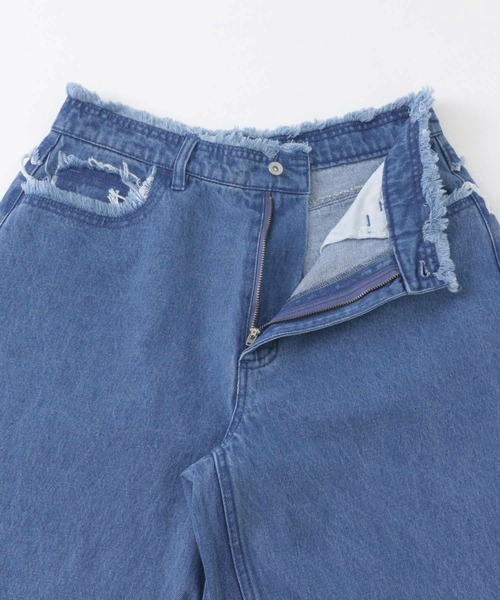SENSE OF PLACE by URBAN RESEARCH（センスオブプレイスバイアーバンリサーチ）の「デニムフリンジワイドパンツ（デニムパンツ・メンズ・ライトインディゴブルー/ブラック・LARGE/MEDIUM）」の3枚目の写真