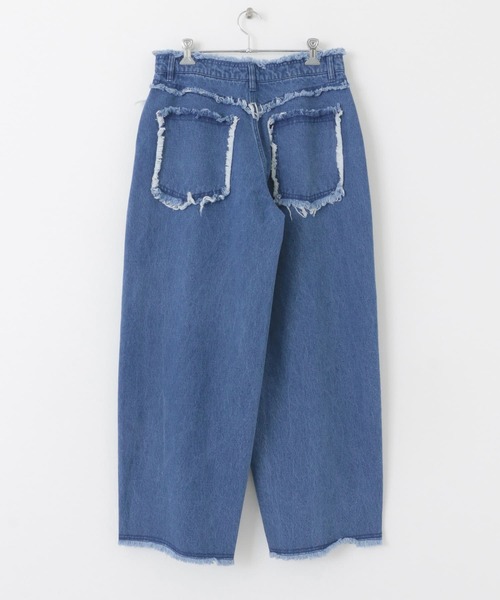 SENSE OF PLACE by URBAN RESEARCH（センスオブプレイスバイアーバンリサーチ）の「デニムフリンジワイドパンツ（デニムパンツ・メンズ・ライトインディゴブルー/ブラック・LARGE/MEDIUM）」の4枚目の写真