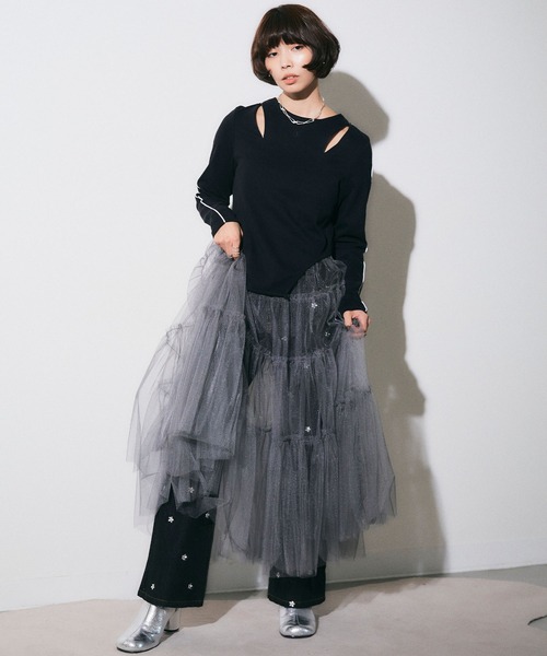 ELLEgirl（エルガール）の「チュールティアードスカート【ELLEgirl/エル ガール】（スカート・レディース・チャコールグレー/ベージュ/ブルー・FREE）」の15枚目の写真