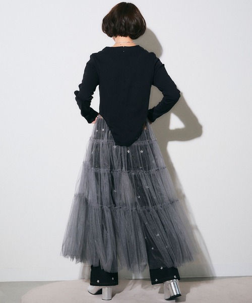 ELLEgirl（エルガール）の「チュールティアードスカート【ELLEgirl/エル ガール】（スカート・レディース・チャコールグレー/ベージュ/ブルー・FREE）」の16枚目の写真