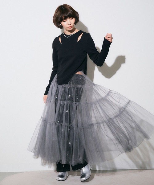 ELLEgirl（エルガール）の「チュールティアードスカート【ELLEgirl/エル ガール】（スカート・レディース・チャコールグレー/ベージュ/ブルー・FREE）」の18枚目の写真