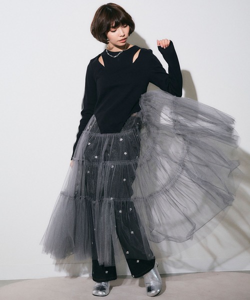 ELLEgirl（エルガール）の「チュールティアードスカート【ELLEgirl/エル ガール】（スカート・レディース・チャコールグレー/ベージュ/ブルー・FREE）」の21枚目の写真