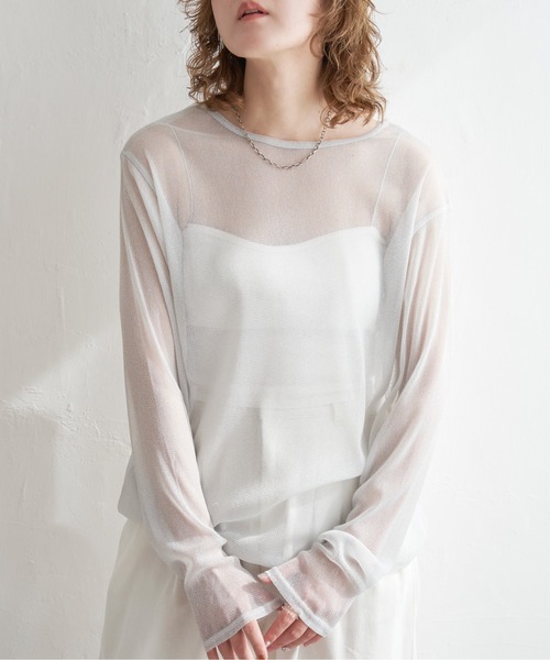 notch.(ノッチ)の「シアーラメロンTシャツ(Tシャツ/カットソー・レディース・オフホワイト/グレー/ブラック・M)」の18枚目の写真