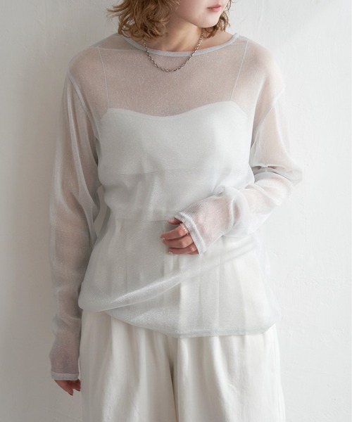 notch.(ノッチ)の「シアーラメロンTシャツ(Tシャツ/カットソー・レディース・オフホワイト/グレー/ブラック・M)」の19枚目の写真