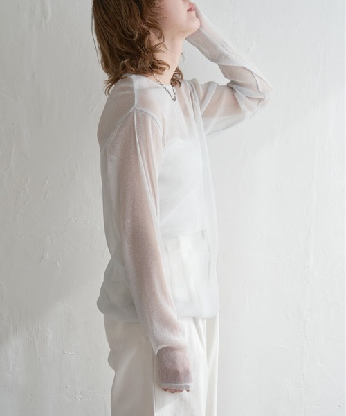 notch.(ノッチ)の「シアーラメロンTシャツ(Tシャツ/カットソー・レディース・オフホワイト/グレー/ブラック・M)」の20枚目の写真