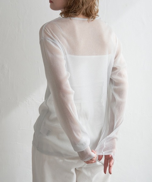 notch.(ノッチ)の「シアーラメロンTシャツ(Tシャツ/カットソー・レディース・オフホワイト/グレー/ブラック・M)」の21枚目の写真