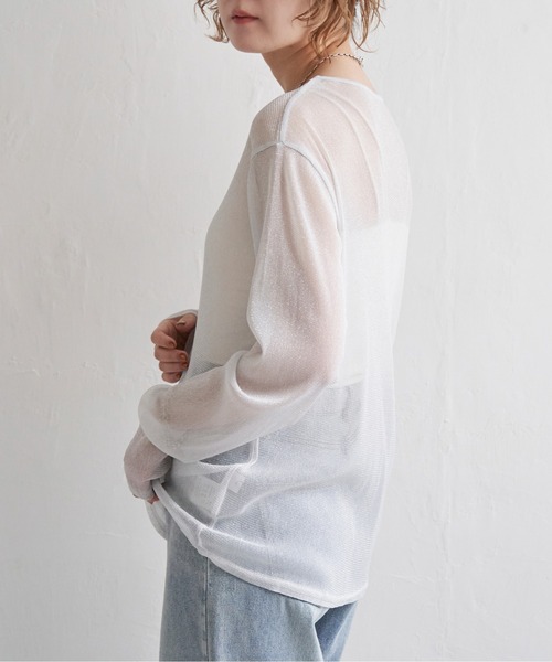 notch.(ノッチ)の「シアーラメロンTシャツ(Tシャツ/カットソー・レディース・オフホワイト/グレー/ブラック・M)」の16枚目の写真