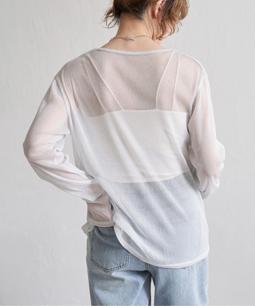 notch.(ノッチ)の「シアーラメロンTシャツ(Tシャツ/カットソー・レディース・オフホワイト/グレー/ブラック・M)」の17枚目の写真