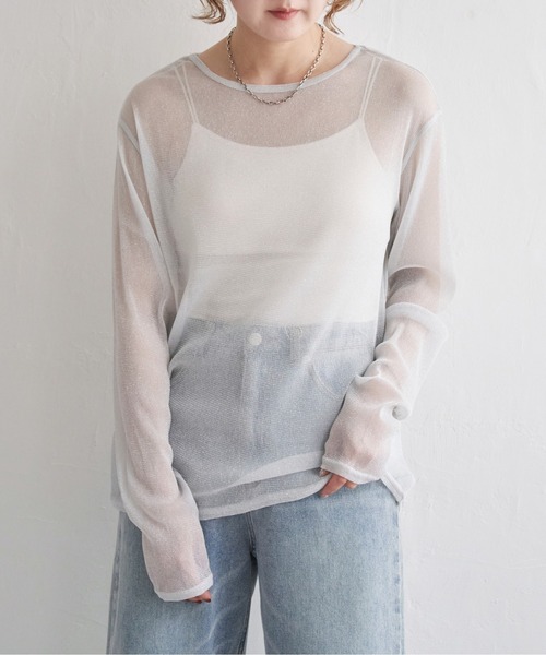 notch.(ノッチ)の「シアーラメロンTシャツ(Tシャツ/カットソー・レディース・オフホワイト/グレー/ブラック・M)」の15枚目の写真