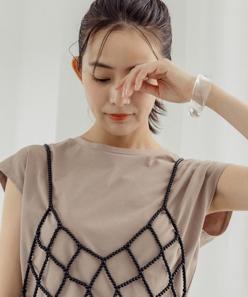 SAGA MINK パールミンク クロップド ショートベスト レディース GLOBAL WORK（グローバルワーク）の「パールビスチェ/115641（ベスト