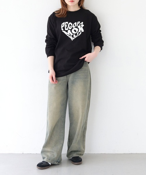 HER CLOSET（ハークローゼット）の「 【HER CLOSET】WEB限定ハートプリントロゴロンT WEB LIMITED HEART PRINT LOGO LONG TEE（Tシャツ/カットソー・レディース・ホワイト系1/ホワイト系2/ブラック/オフホワイト・S/M）」の15枚目の写真