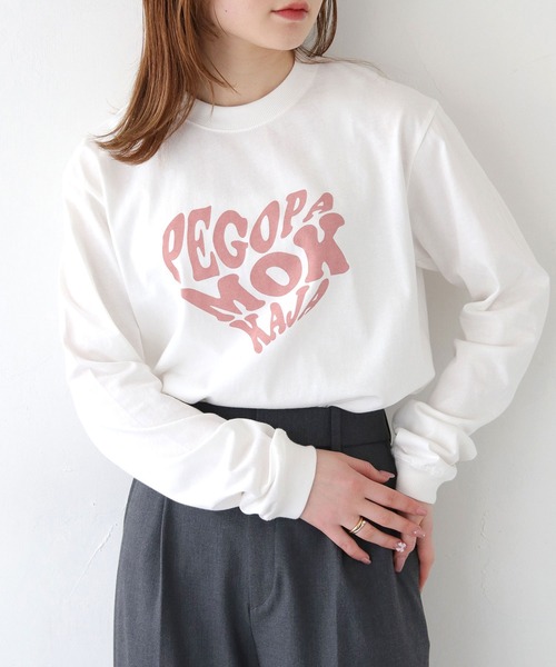 HER CLOSET（ハークローゼット）の「 【HER CLOSET】WEB限定ハートプリントロゴロンT WEB LIMITED HEART PRINT LOGO LONG TEE（Tシャツ/カットソー・レディース・ホワイト系1/ホワイト系2/ブラック/オフホワイト・S/M）」の5枚目の写真