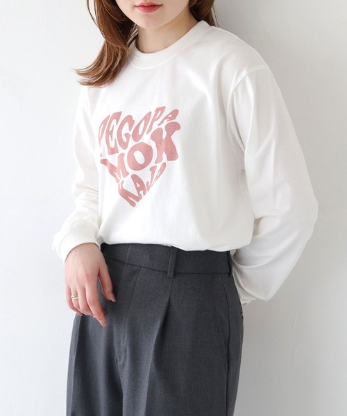 HER CLOSET（ハークローゼット）の「 【HER CLOSET】WEB限定ハートプリントロゴロンT WEB LIMITED HEART PRINT LOGO LONG TEE（Tシャツ/カットソー・レディース・ホワイト系1/ホワイト系2/ブラック/オフホワイト・S/M）」の6枚目の写真