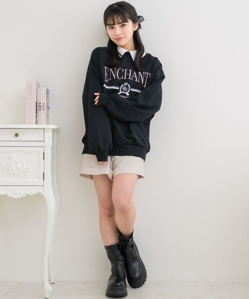 ems excite（エムズエキサイト）の「SH襟BIGトレーナー（スウェット・レディース・ブラック/ホワイト系その他/ピンク・FREE）」の4枚目の写真