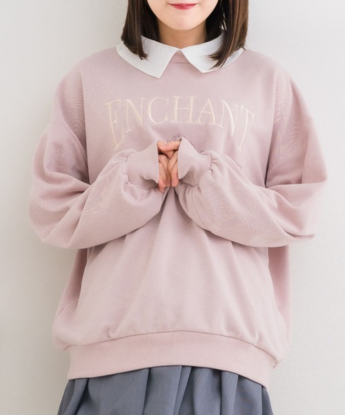 ems excite（エムズエキサイト）の「SH襟BIGトレーナー（スウェット・レディース・ブラック/ホワイト系その他/ピンク・FREE）」の3枚目の写真