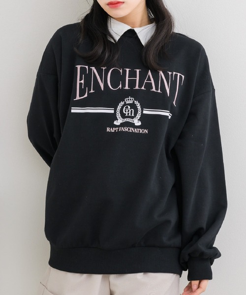 ems excite（エムズエキサイト）の「SH襟BIGトレーナー（スウェット・レディース・ブラック/ホワイト系その他/ピンク・FREE）」の2枚目の写真