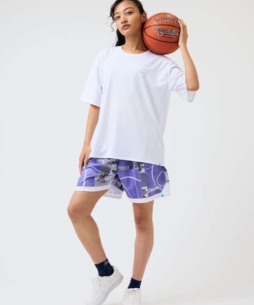 SPALDING(スポルディング)の「【SPALDING/スポルディング】プラクティスパンツ トップ オブ ザ キー コラージュ/ウエストゴム吸水速乾UVカットショートパンツ(その他パンツ・メンズ・ライラック/ダークグリーン/グレー・LARGE/X-LARGE/MEDIUM)」の4枚目の写真