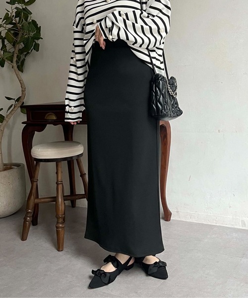 prose verse（プロズヴェール）の「ウエストドロストカットリブナロースカート（スカート・レディース・ブラック/アイボリー・MEDIUM/MP/MT/PL/TL/LARGE）」の7枚目の写真