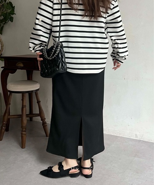 prose verse（プロズヴェール）の「ウエストドロストカットリブナロースカート（スカート・レディース・ブラック/アイボリー・MEDIUM/MP/MT/PL/TL/LARGE）」の9枚目の写真