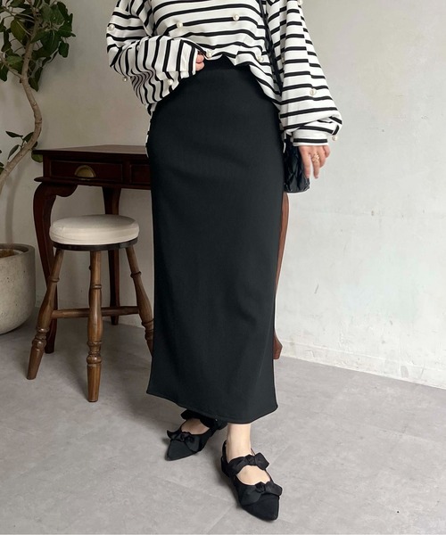 prose verse（プロズヴェール）の「ウエストドロストカットリブナロースカート（スカート・レディース・ブラック/アイボリー・MEDIUM/MP/MT/PL/TL/LARGE）」の10枚目の写真