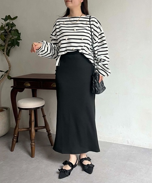 prose verse（プロズヴェール）の「ウエストドロストカットリブナロースカート（スカート・レディース・ブラック/アイボリー・MEDIUM/MP/MT/PL/TL/LARGE）」の13枚目の写真