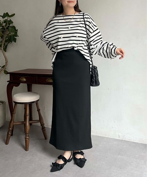 prose verse（プロズヴェール）の「ウエストドロストカットリブナロースカート（スカート・レディース・ブラック/アイボリー・MEDIUM/MP/MT/PL/TL/LARGE）」の15枚目の写真