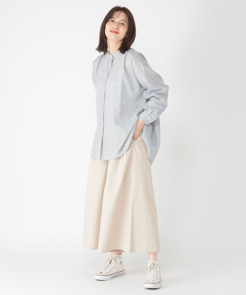 ブラウス シャツ Aラインバンドカラーシャツ レディース セール】Aラインバンドカラーシャツ（シャツ/ブラウス）｜studio