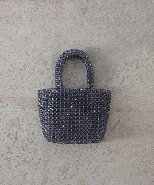 ナチュラル トート★ビーズ ミニ トート バッグ セール】Beads mini tote bag / ビーズ ミニ トート バッグ