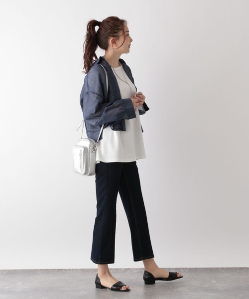 GLOBAL WORK（グローバルワーク）の「なめらかタッチテントライン7分袖/992234（Tシャツ/カットソー・レディース・ブラック/グレイッシュベージュ/アイボリー/ロイヤルブルー・MEDIUM/LARGE）」の13枚目の写真