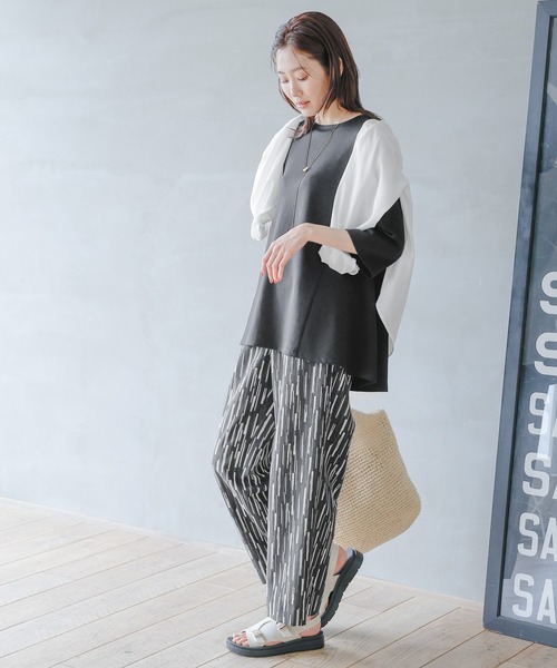 GLOBAL WORK（グローバルワーク）の「なめらかタッチテントライン7分袖/992234（Tシャツ/カットソー・レディース・ブラック/グレイッシュベージュ/アイボリー/ロイヤルブルー・MEDIUM/LARGE）」の8枚目の写真