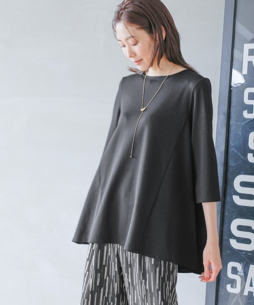 GLOBAL WORK（グローバルワーク）の「なめらかタッチテントライン7分袖/992234（Tシャツ/カットソー・レディース・ブラック/グレイッシュベージュ/アイボリー/ロイヤルブルー・MEDIUM/LARGE）」の9枚目の写真