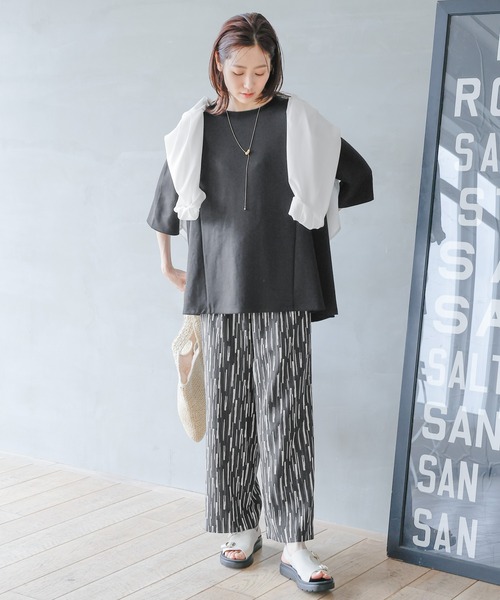 GLOBAL WORK（グローバルワーク）の「なめらかタッチテントライン7分袖/992234（Tシャツ/カットソー・レディース・ブラック/グレイッシュベージュ/アイボリー/ロイヤルブルー・MEDIUM/LARGE）」の7枚目の写真