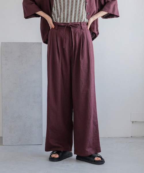 LOWRYS FARM（ローリーズファーム）の「ノルマンディワイドパンツ 986498（スラックス・レディース・グリーン/アイボリー/チャコールグレー/ブルー/ブラウン・MEDIUM/LARGE）」の4枚目の写真