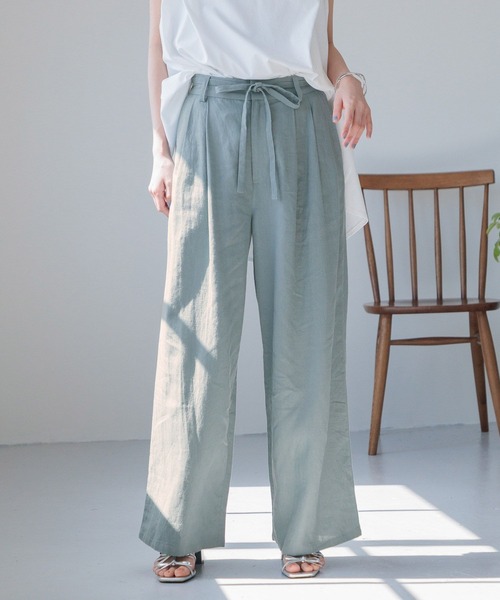 LOWRYS FARM（ローリーズファーム）の「ノルマンディワイドパンツ 986498（スラックス・レディース・グリーン/アイボリー/チャコールグレー/ブルー/ブラウン・MEDIUM/LARGE）」の5枚目の写真