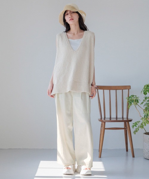 LOWRYS FARM（ローリーズファーム）の「ノルマンディワイドパンツ 986498（スラックス・レディース・グリーン/アイボリー/チャコールグレー/ブルー/ブラウン・MEDIUM/LARGE）」の7枚目の写真